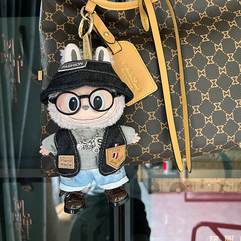 (only-clothes) Clothes Only Suitable for 17cm Labubu Doll Clothes First and Second Generation Labubu Blind Box Pendant Clothes Dress-Up Set