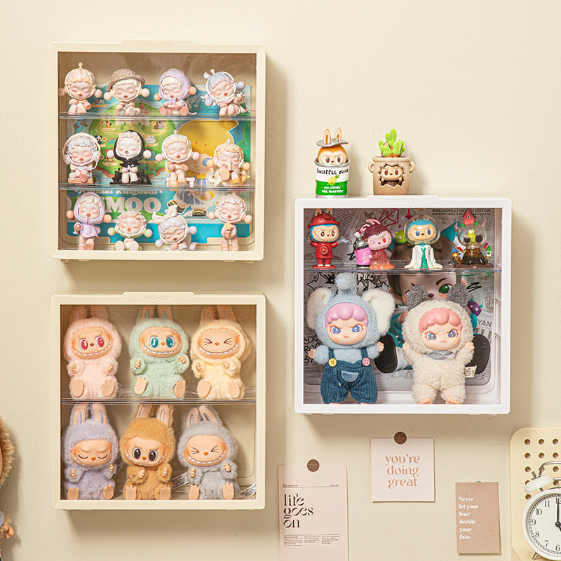 Labubu Display Box Wall-Mounted Labubu Vinyl Doll Storage Box Cotton Doll Plush Toy Transparent Doll Cabinet