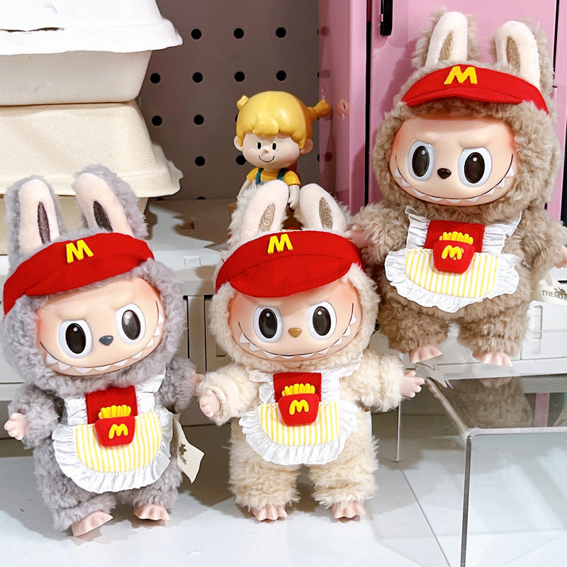 (only-clothes) Labubu Doll Clothes 17cm Heartbeat Macaron Vinyl Face Labubu Dress-Up Doll Accessories