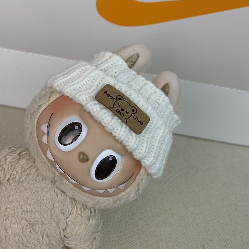 (only-clothes) Labubu Baby Clothes Vinyl Doll Knitted Sweater Hat Casual Trendy Outfit (doll not included)