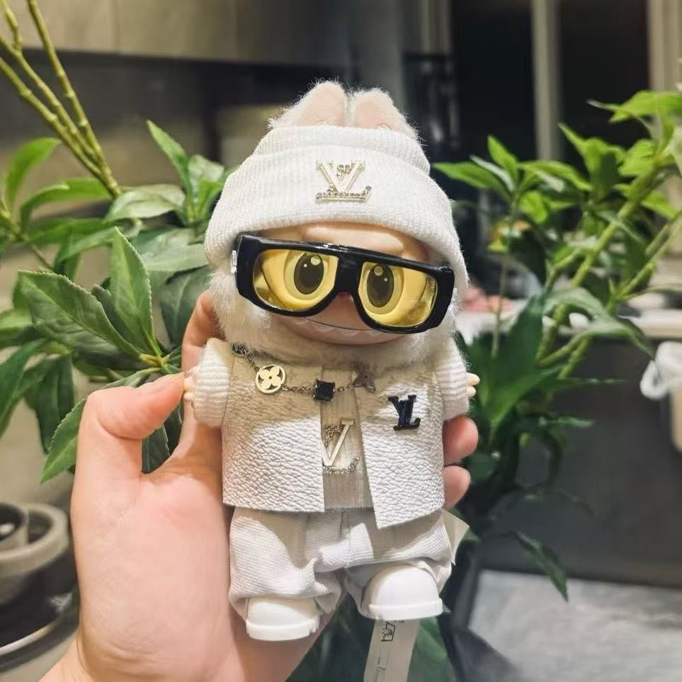 (only-clothes) First and Second Generation Labubu Blind Box Pilot 6.2cm Goggles 10cm Cotton Doll Glasses Accessories