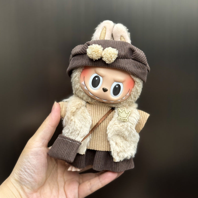 (Only-Clothes) Labubu Baby Clothes 17cm Automobiles Curtain Cloth Blind Box Pendant Generation One Or Two Vinyl Plush Doll for Suit