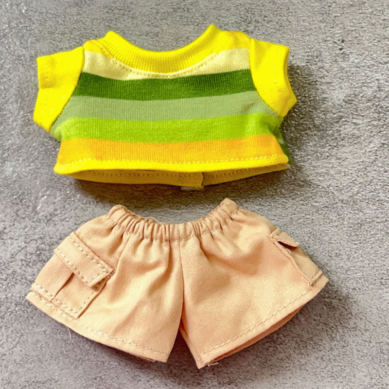 (only-clothes) First, Second, and Third Generation Labubu Summer T-Shirt Dress-Up Fisherman Hat Clothes Hot-Selling Standing Dress-Up Pendant Accessories
