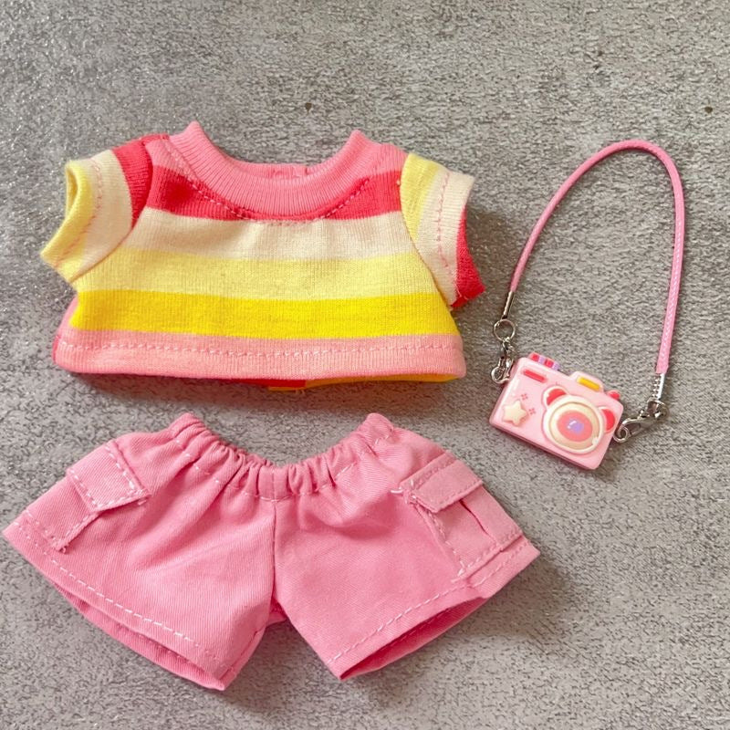 (only-clothes) First, Second, and Third Generation Labubu Summer T-Shirt Dress-Up Fisherman Hat Clothes Hot-Selling Standing Dress-Up Pendant Accessories
