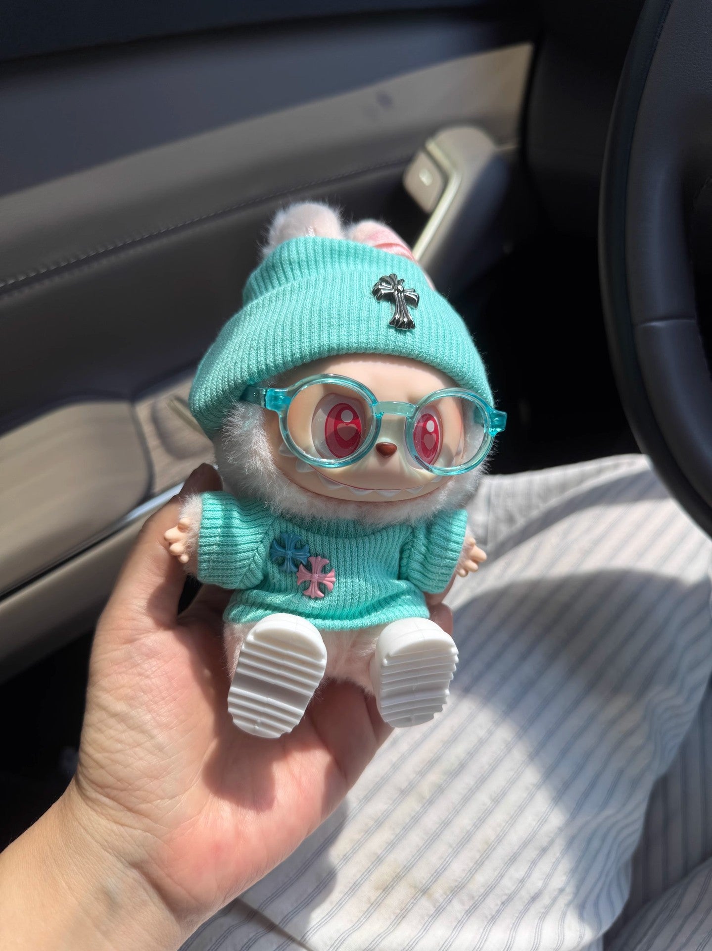(Only-Clothes) Automobiles Curtain Cloth Doll Clothes Cross Heart Tiffany Blue One Two Three Generation Labubu Clothes Heart Green 17cm Fashion Brand