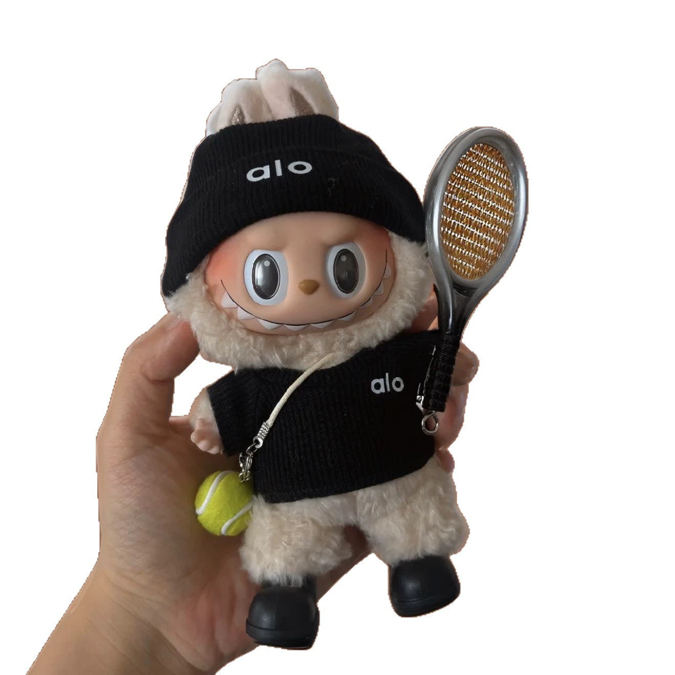 (only-clothes) In Stock Alo Knitted Labubu Tennis Baby Clothes Sports Set First Second Third Generation Sitting Party Labubu Clothes