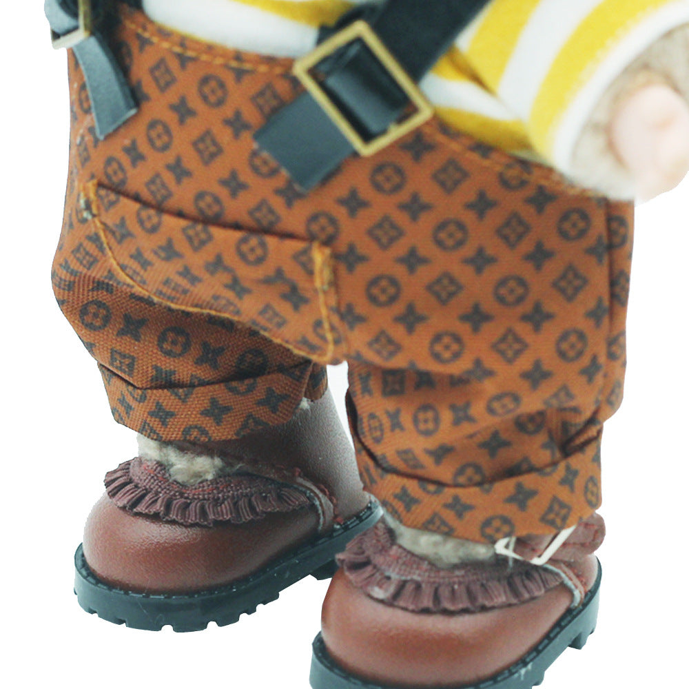 (only-clothes) Vinyl Macaron Labubu Overalls Bubble Mart 17cm Doll Clothes Overalls with Replacement Set
