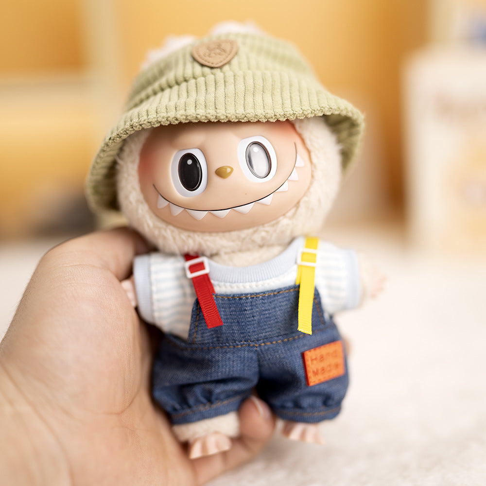 Labubu Plush Doll Clothes T-Shirt with Denim Overalls Labubu Plush Toy Doll Accessories Clothes
