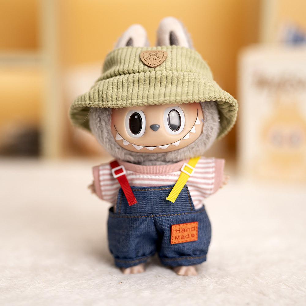Labubu Plush Doll Clothes T-Shirt with Denim Overalls Labubu Plush Toy Doll Accessories Clothes