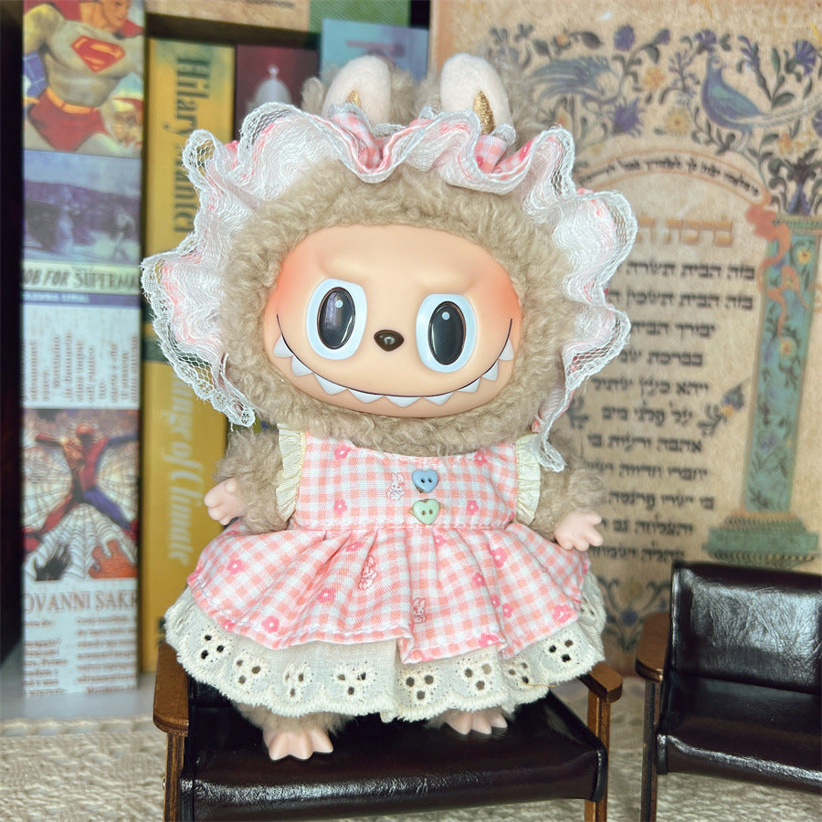 (only-clothes) Suitable for 17cm Labubu Vinyl Doll Plush Toy and Other Wearable Clothes Dress Up Skirt Set