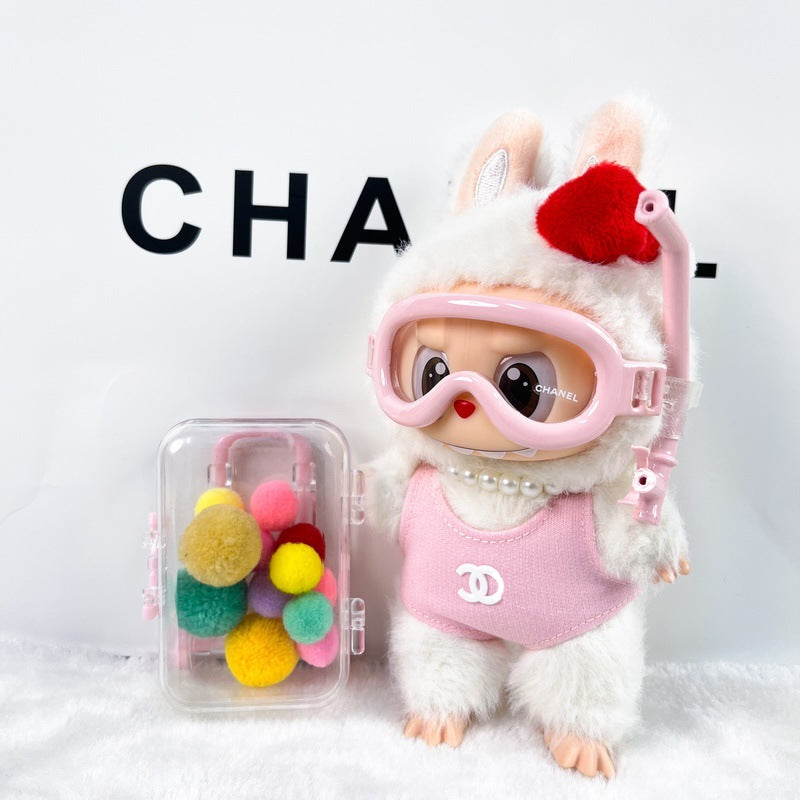 (only-clothes) Labubu Baby Clothes Accessories Little Chanel Style Swimsuit Set Vinyl Blind Box First Second Third Generation Labubu Clothes Replacement