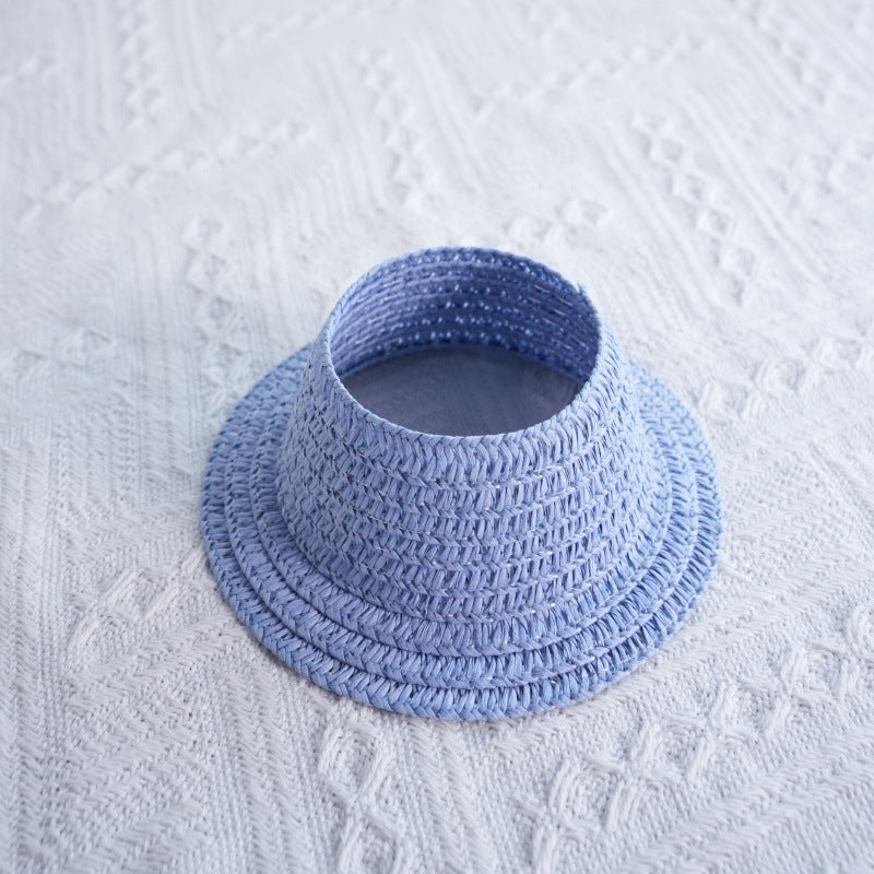 (only-clothes) Labubu Open Top Straw Hat Woven Hat Party Costume Accessories Pastoral Style Labubu Baby Clothes Decoration Accessories