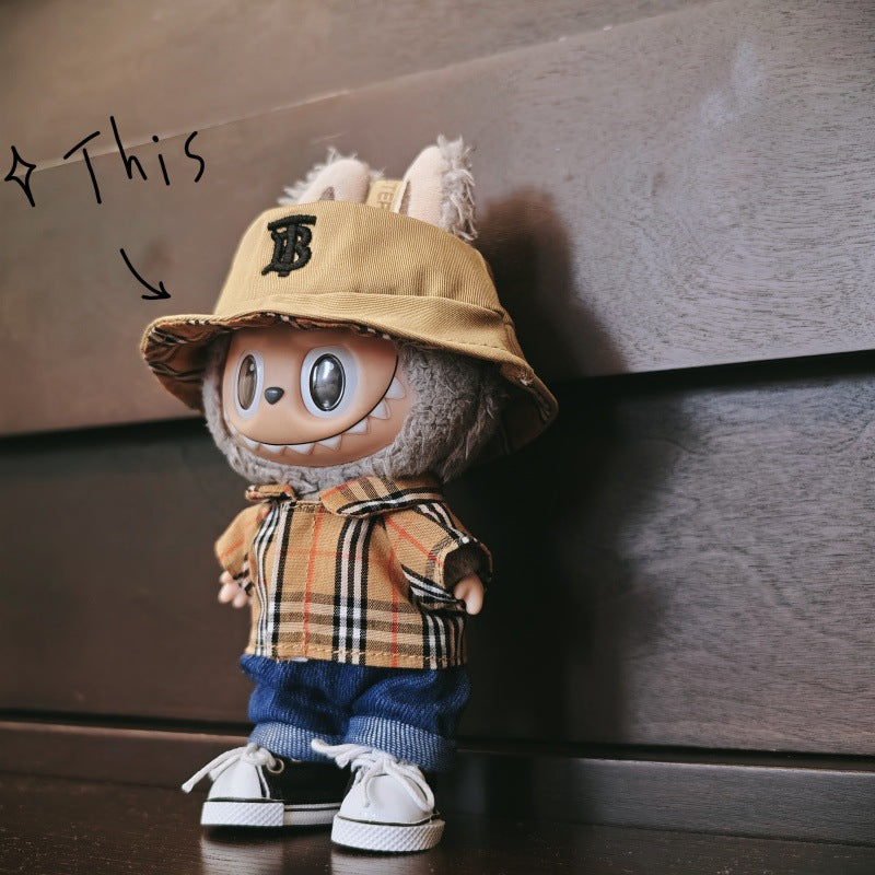(Only-Clothes) Automobiles Curtain Cloth Doll Clothes Macarons Pendant Labubu PVC Doll Fashion Brand Plaid Clothes Shirt Outfit