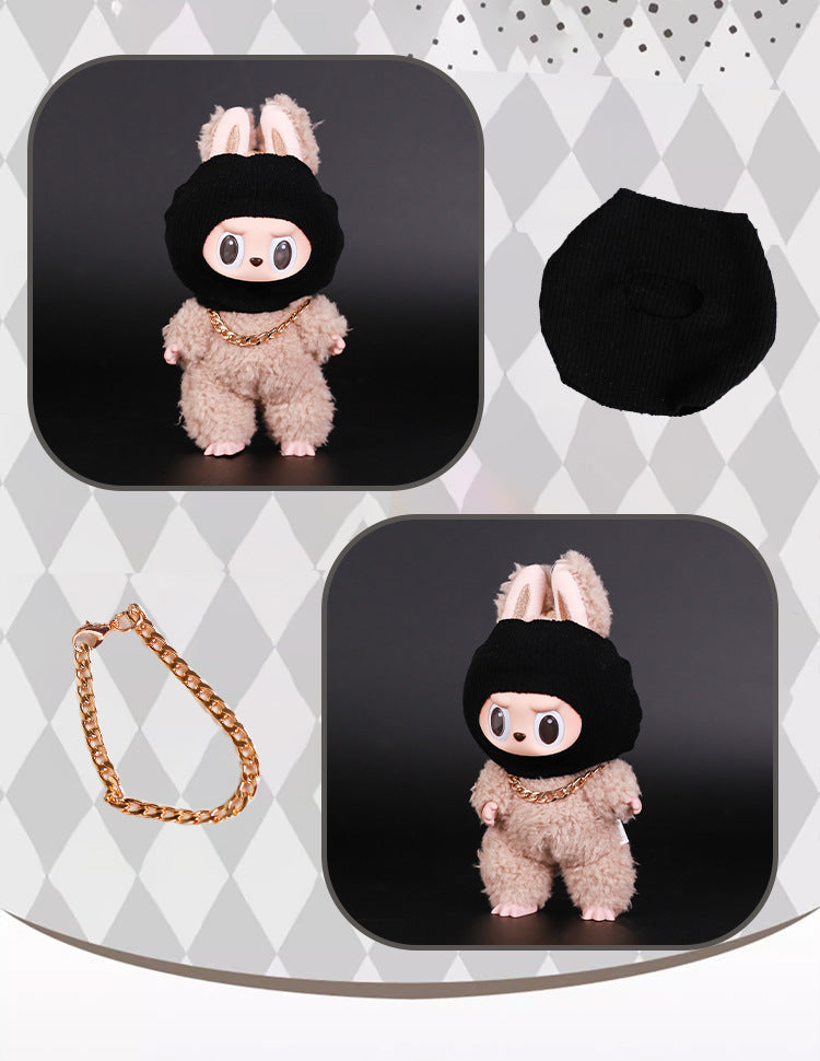(only-clothes) Labubu 17cm Pendant Trendy Brand Doll Clothes Replacement Labubu 15cm Sitting Party Headgear Accessories Trendy