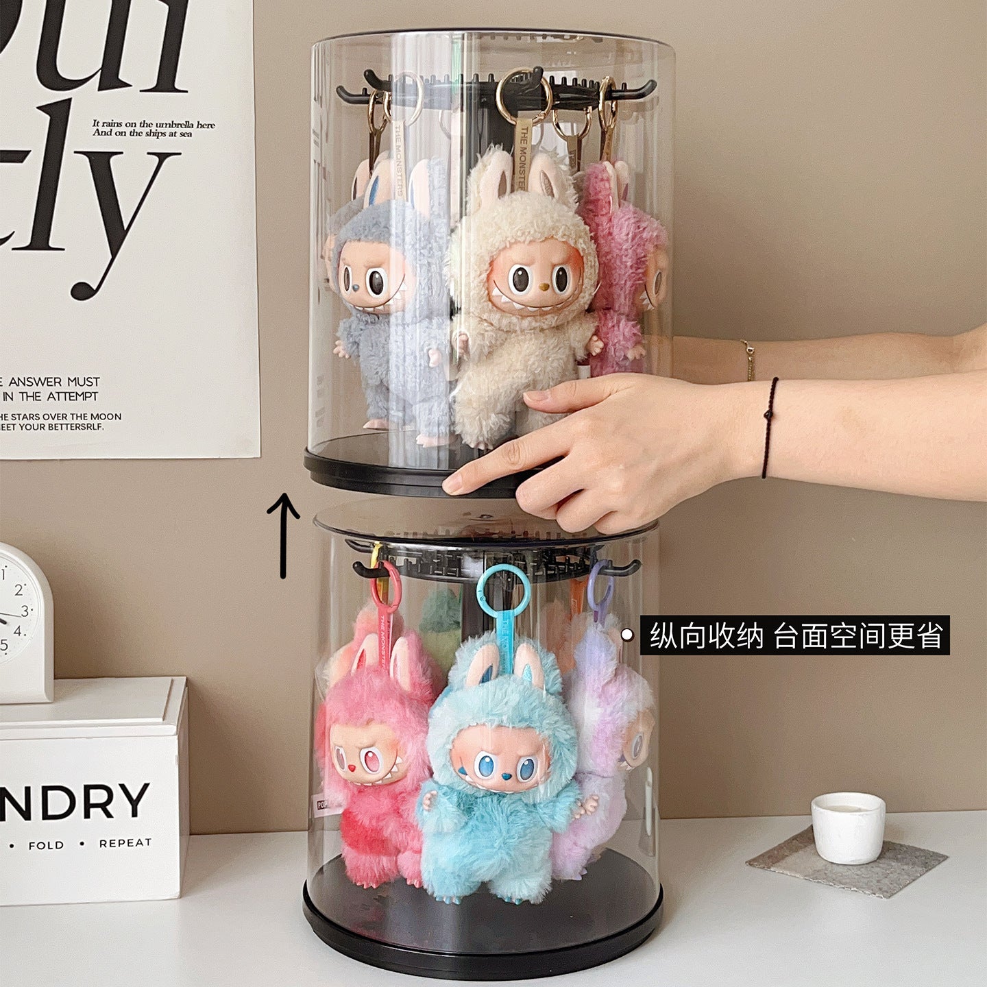 Labubu Vinyl Storage Box Pendant Labubu Display Box Transparent Black Bubble Mart Doll Ornament Blind Box 