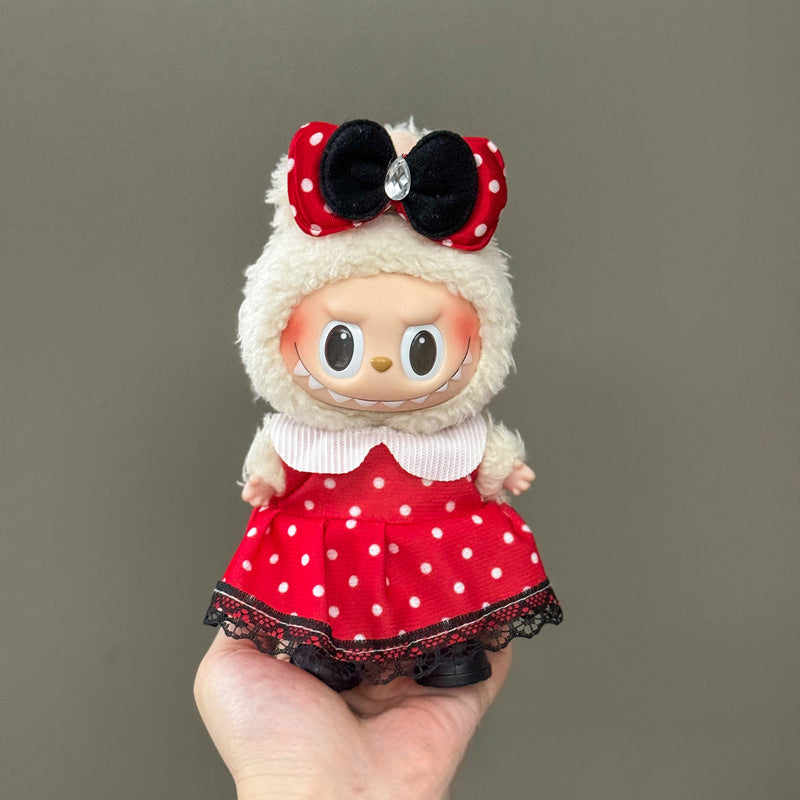 (only-clothes) Suitable for Labubu Doll Clothes 123 Generation Labubu Clothes 17cm Pendant Plush Doll Outfit Dress