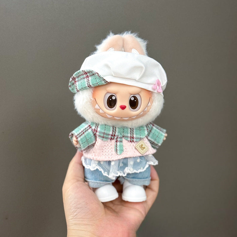 (only-clothes) Suitable for Labubu Doll Clothes First Second Third Generation Labubu Clothes 17cm Vinyl Pendant Doll Set