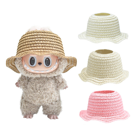 (only-clothes) LABUBU Doll Hat LABUBU Straw Hat First Second Third Generation Blind Box Earless Doll Hat Open Top Sitting Party Hat