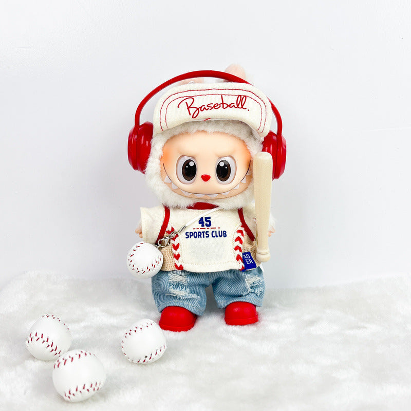(only-clothes) Labubu Doll Clothes Accessories Sports Outfit Baseball Set First Second Third Generation Blind Box Pendant Labubu Clothes Dress Up