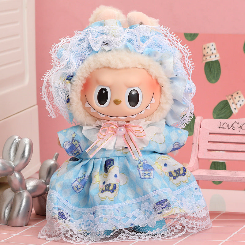 17cm Labubu First Second Third Generation Sitting Party Dress Set Doll Clothes Cute