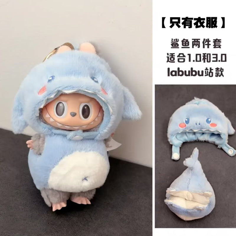 Labubu First Second Third Generation Cockroach Clothes Fried Shrimp Set 10cm Doll Clothes Outfit Labubu Doll Accessories 