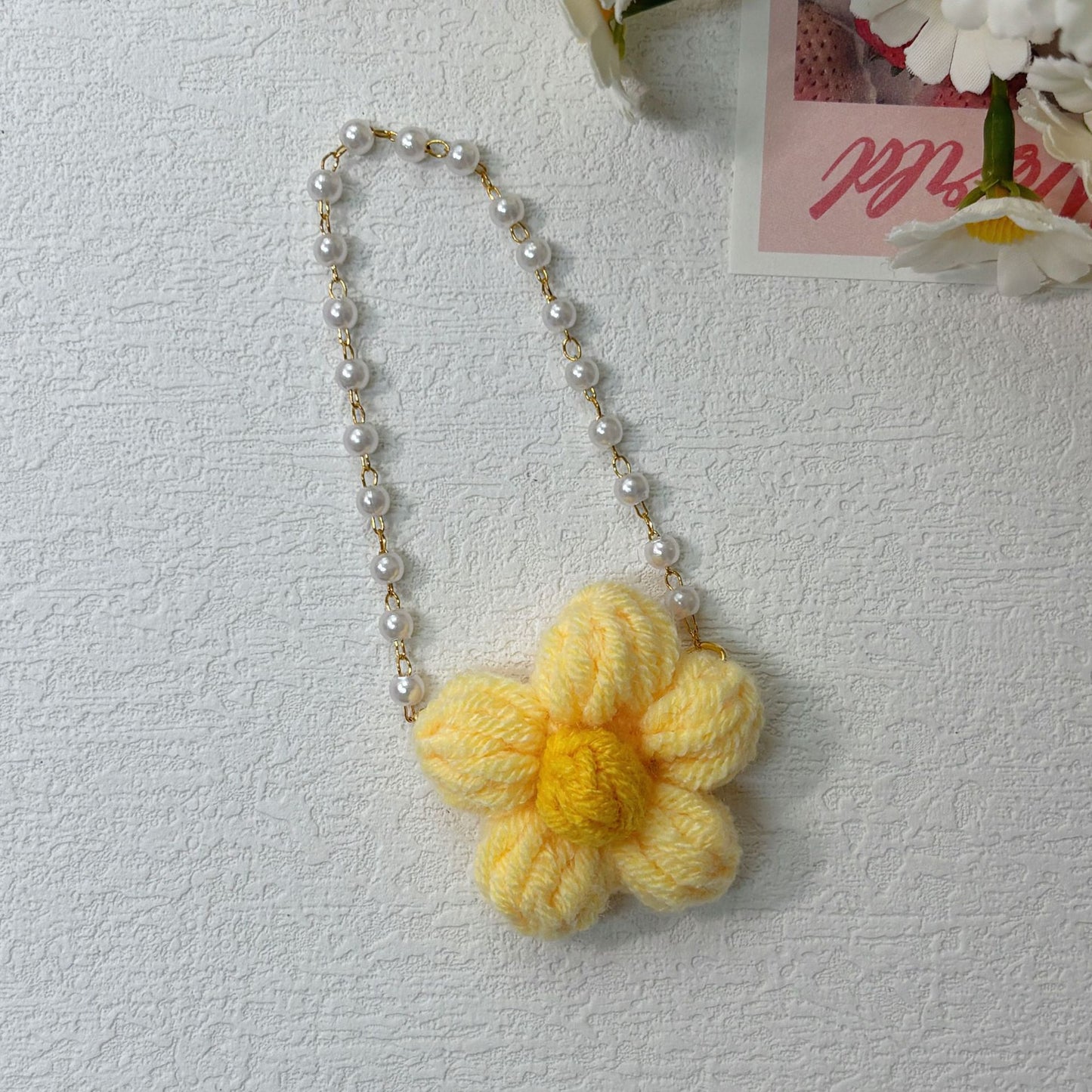 (only-clothes) New Handmade Crochet Bubble Mart Flower Crossbody Bag Labubu Doll Cute Plush Toy Accessories Clearance