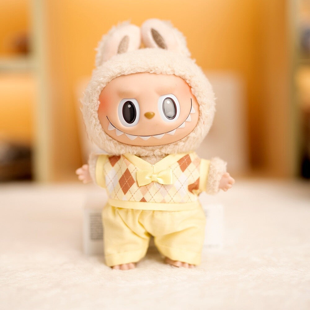 (only-clothes) Labubu Doll Clothes 17cm Labubu Clothes Blind Box Doll Dress Up Set Cute Dress Up British Style Set