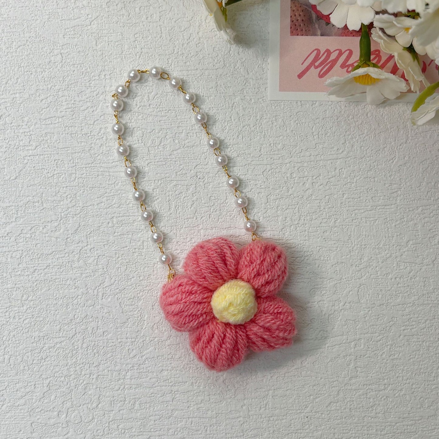 (only-clothes) New Handmade Crochet Bubble Mart Flower Crossbody Bag Labubu Doll Cute Plush Toy Accessories Clearance