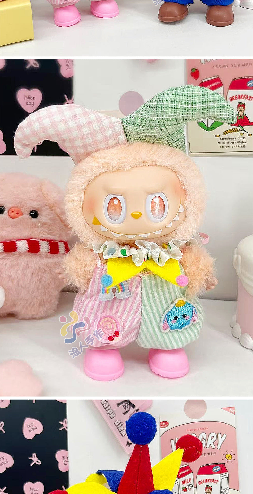 (Only-Clothes) Labubu Doll Clothes Automobiles Curtain Cloth Clothes Three Generations Wear Circus Clown Fashion Big Brand Cute Cartoon National Style