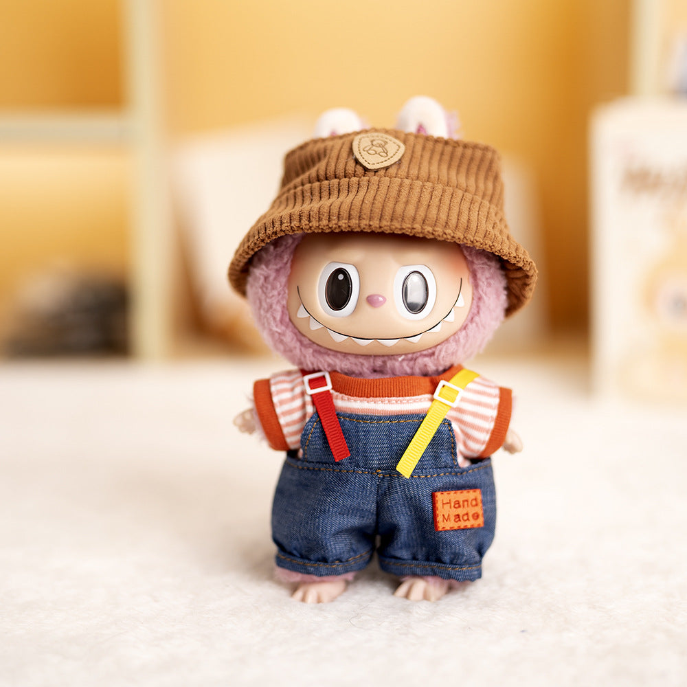 Labubu Plush Doll Clothes T-Shirt with Denim Overalls Labubu Plush Toy Doll Accessories Clothes