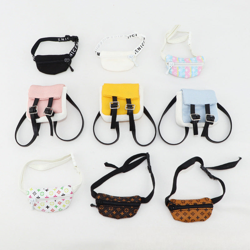 (only-clothes) First and Second Generation Labubu Waist Bag Crossbody Bag BJD/1/8/1/12 Scale Doll Old Flower Small Crossbody Bag Toy Replacement