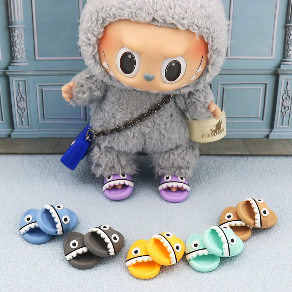 (only-clothes) Labubu Doll Shoes Labubu 17cm Doll Shoes Slippers Creative Nine-Tooth Slippers Doll Toy Shoes Accessories