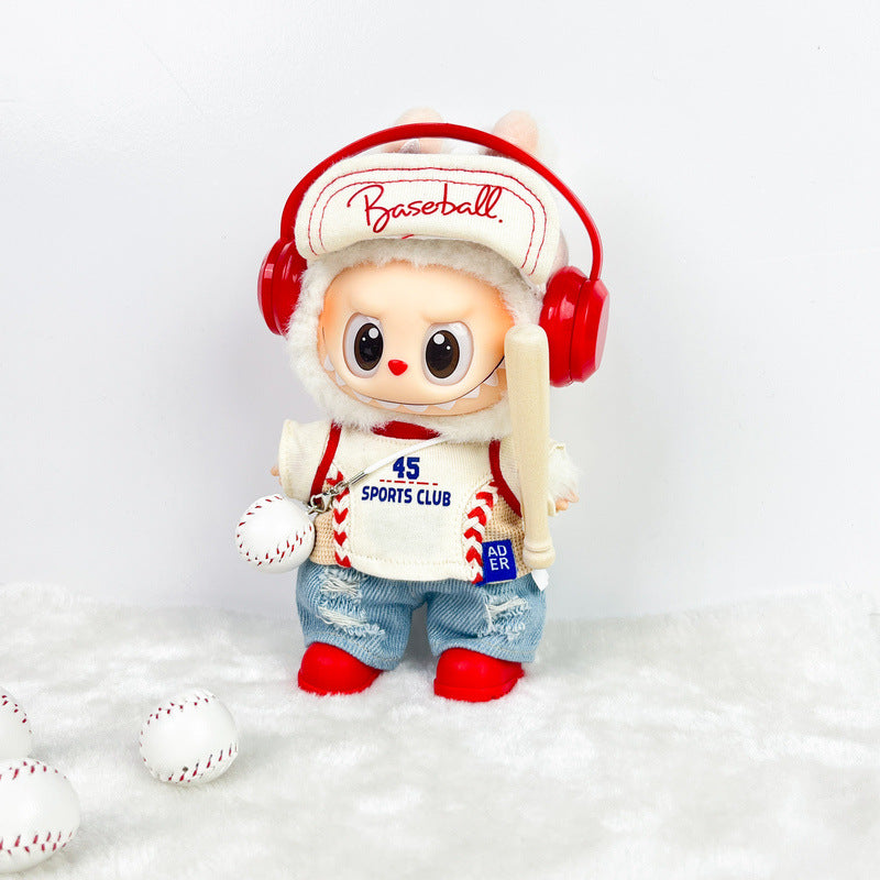 (only-clothes) Labubu Doll Clothes Accessories Sports Outfit Baseball Set First Second Third Generation Blind Box Pendant Labubu Clothes Dress Up