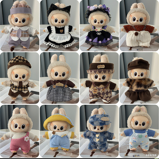 Labubu Doll Clothes Labubu Clothes 17cm First Second Third Generation Plush Vinyl Doll Dress Up Outfit Set 