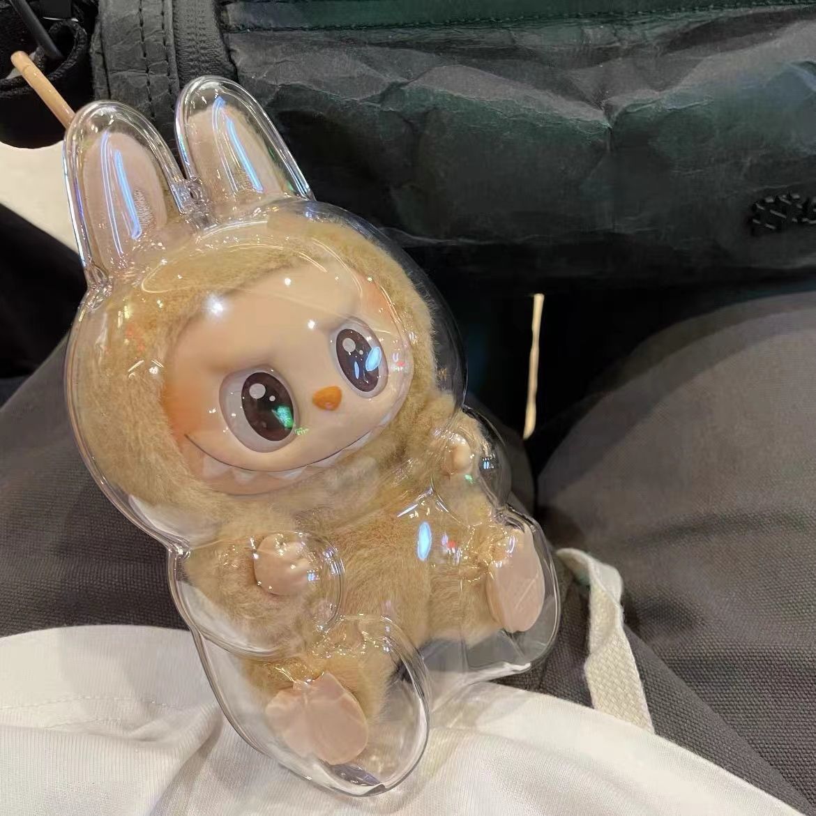 2nd Generation Labubu Sitting Party LABUBU Transparent Protective Case Doll Protective Cover Outfit Bubble Mart 