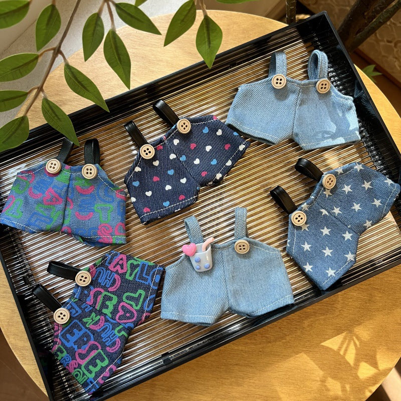 17cm Cute Doll Clothes DIY Labubu Pants Overalls Doll Labubu Clothes Mini Jeans