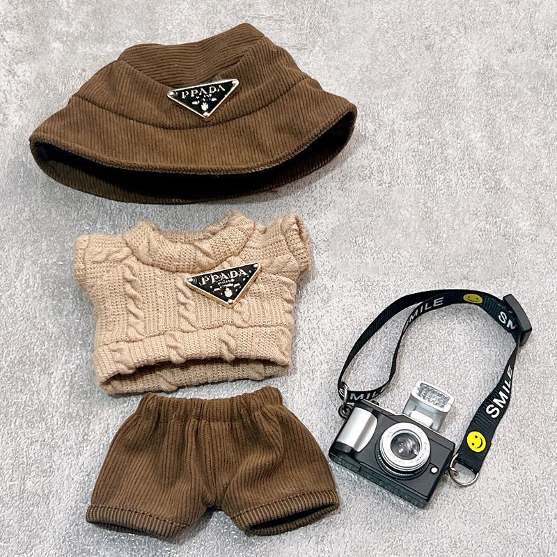 (only-clothes) Labubu Doll Clothes First and Second Generation Doll Tops Fisherman Hat Set Cool Doll Clothes Shoes Sitting Party