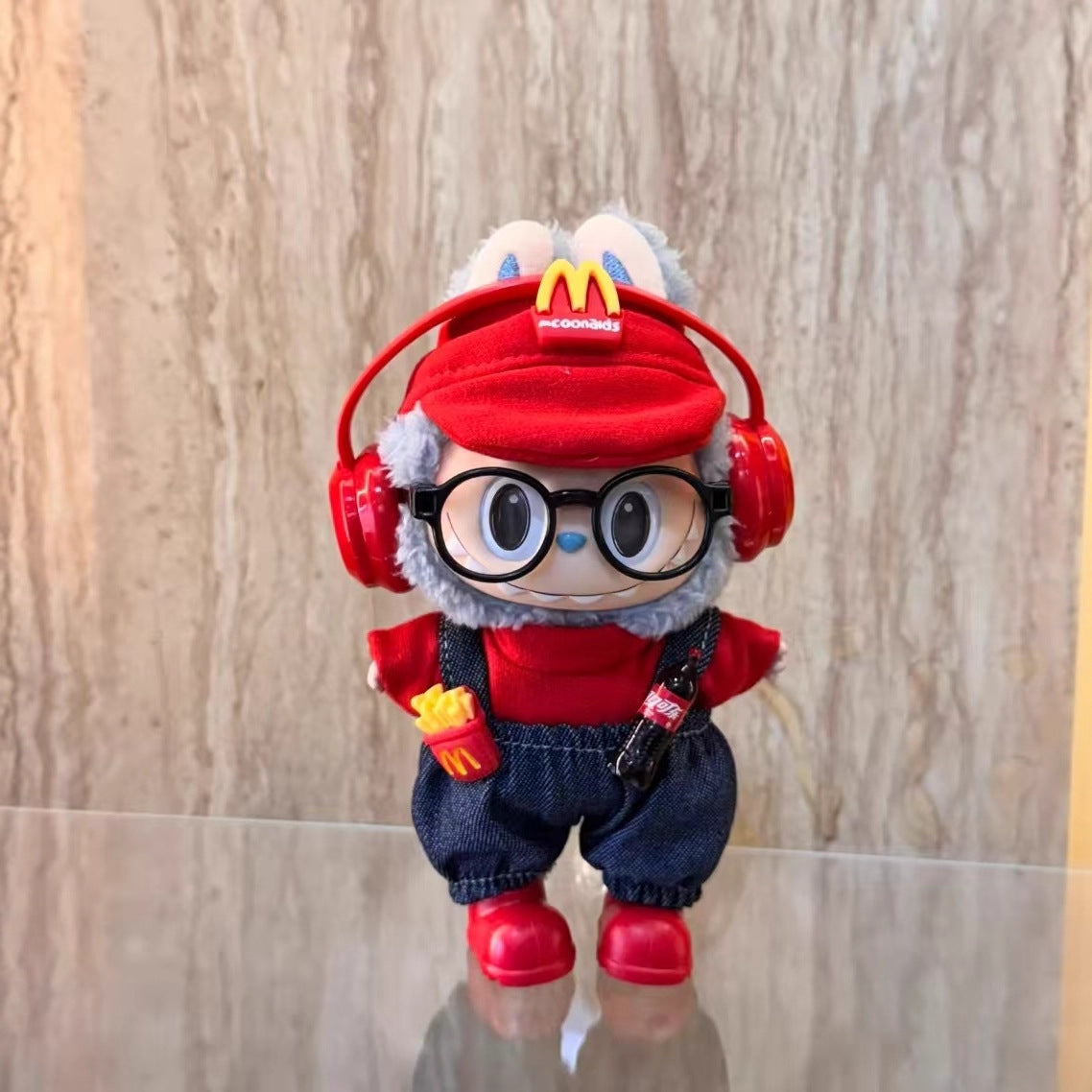(only-clothes) First, Second, and Third Generation Labubu Doll Clothes High-end McDonald's Collaboration Labubu Gift Set for Workers Fries and Coke