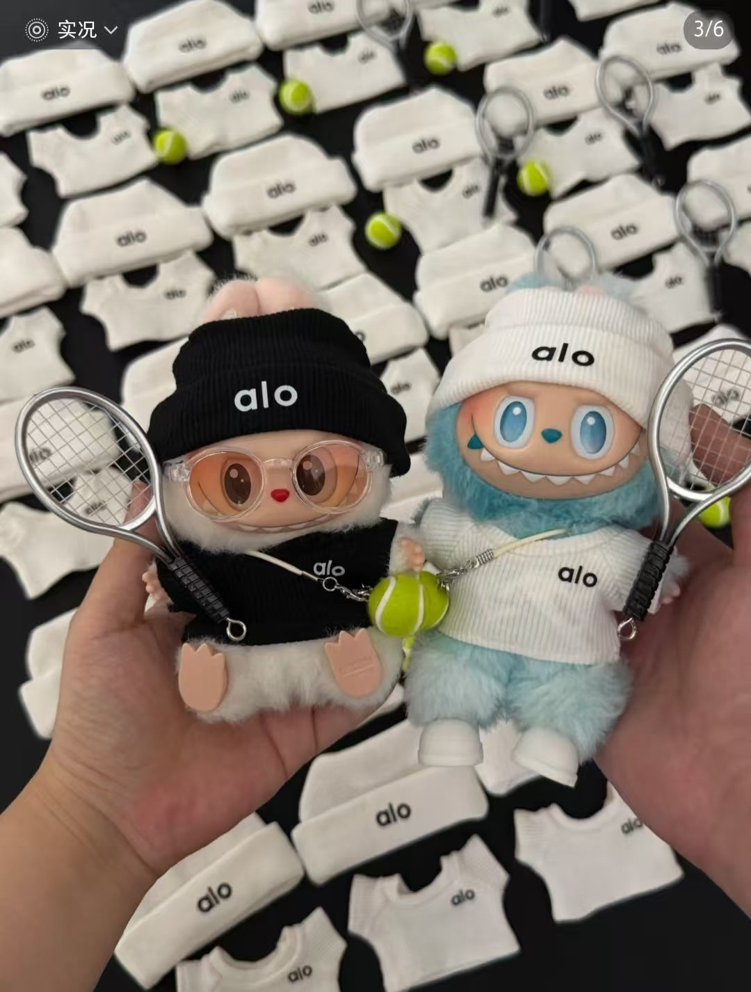 (only-clothes) In Stock Alo Knitted Labubu Tennis Baby Clothes Sports Set First Second Third Generation Sitting Party Labubu Clothes