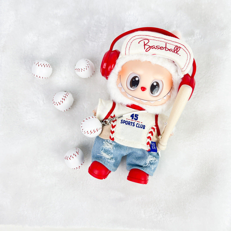 (only-clothes) Labubu Doll Clothes Accessories Sports Outfit Baseball Set First Second Third Generation Blind Box Pendant Labubu Clothes Dress Up