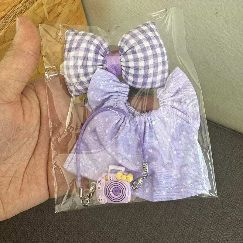 (only-clothes) Only Clothes] 17cm First and Second Generation Labubu Doll Clothes Pendant Labubu Dress Bag Set Bowknot New Style