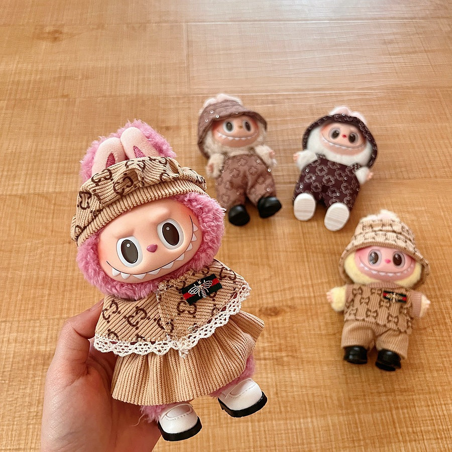 (only-clothes) Suitable for Labubu Doll Clothes First Second Third Generation 17cm Pendant Plush Toy Clothes Set