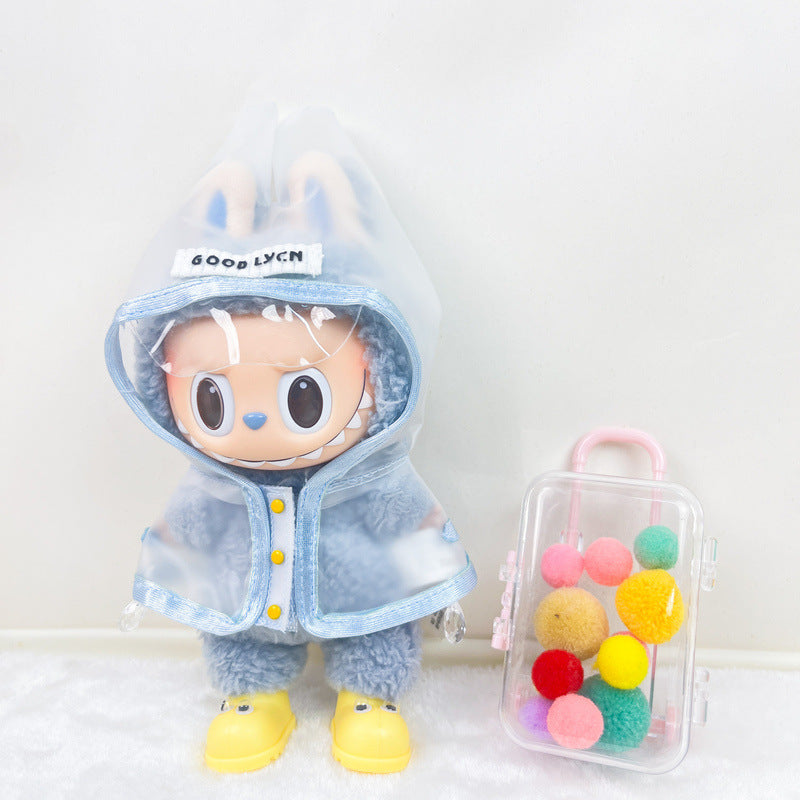 (only-clothes) Labubu Baby Clothes Accessories Labubu Clothing Replacement Sitting Party Cute Cool Handsome Raincoat Set