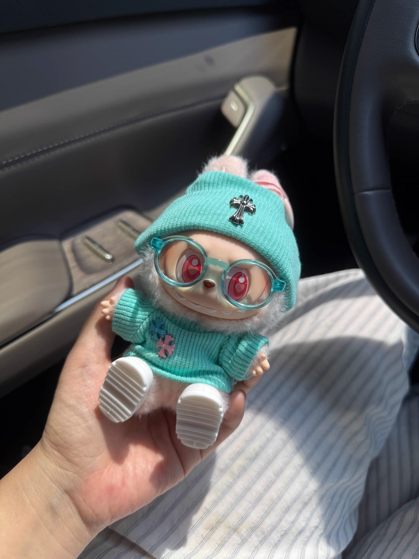 (Only-Clothes) Automobiles Curtain Cloth Doll Clothes Cross Heart Tiffany Blue One Two Three Generation Labubu Clothes Heart Green 17cm Fashion Brand