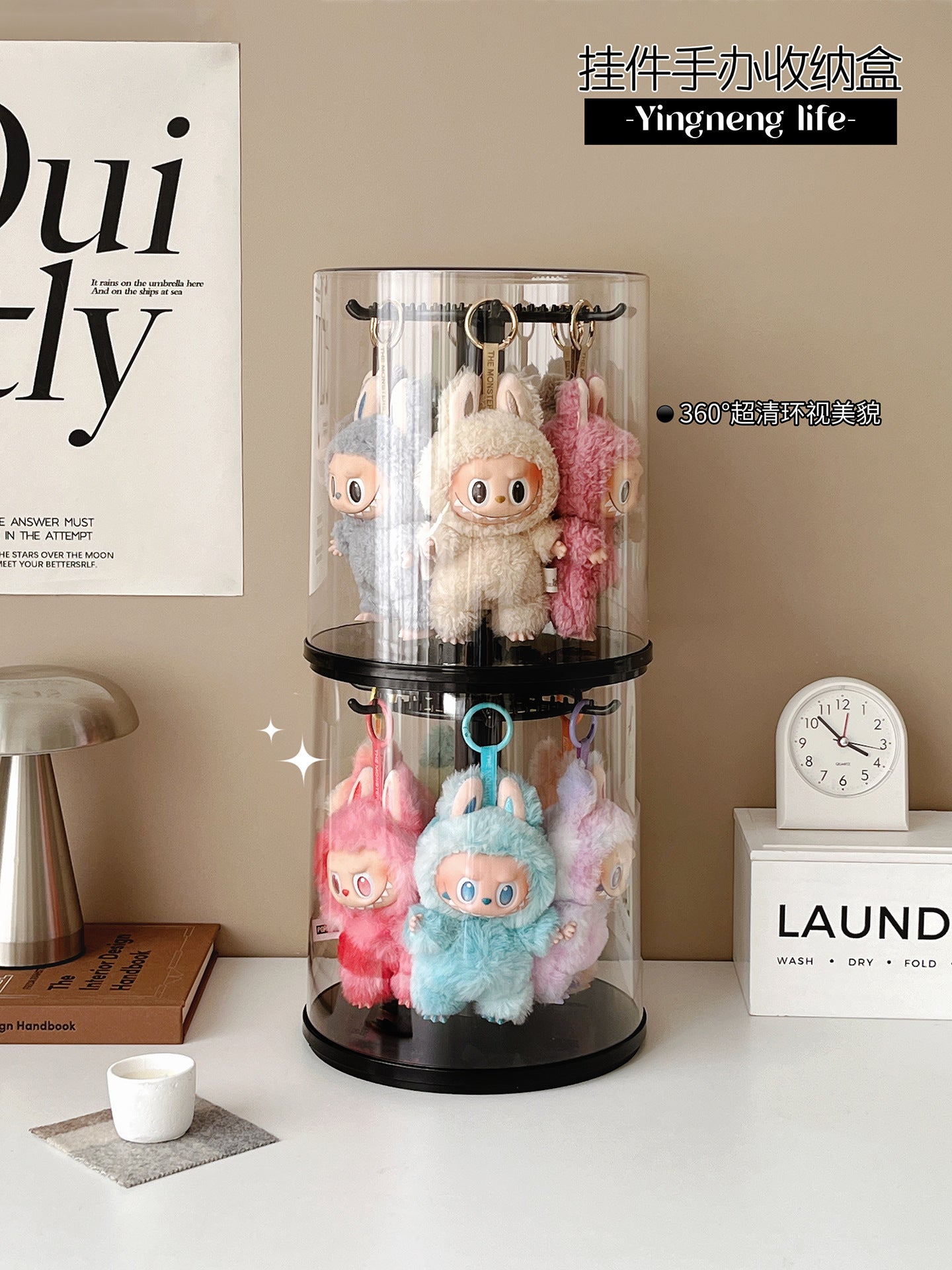 Labubu Vinyl Storage Box Pendant Labubu Display Box Transparent Black Bubble Mart Doll Ornament Blind Box 
