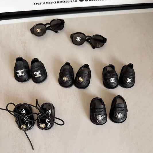 (only-clothes) Labubu Shoes 3.8CM Finger Shoes 10CM Cotton Doll Uniform Student Shoes Lace-up Shoes Trendy Brand Glasses