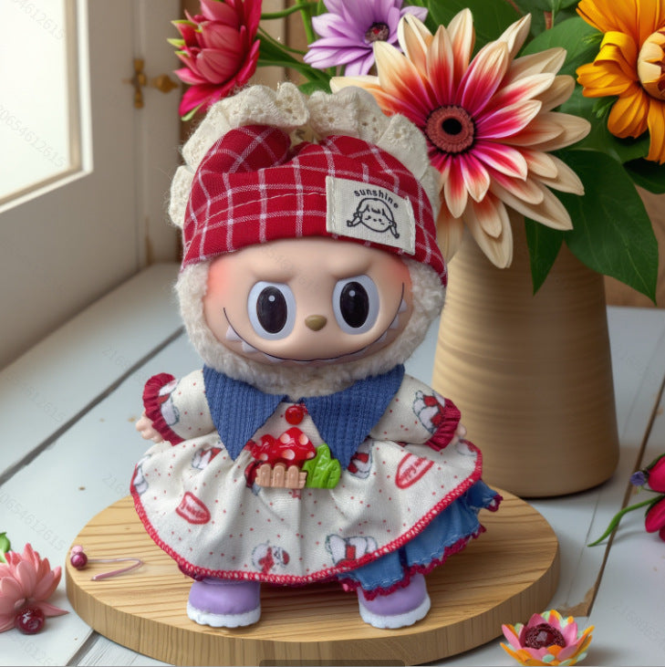 (Only-Clothes) 17cm Automobiles Curtain Cloth First Generation Second Generation Can Wear Doll Clothes for Clothes Labubu Pendant Doll Can Wear Doll Clothes Suit