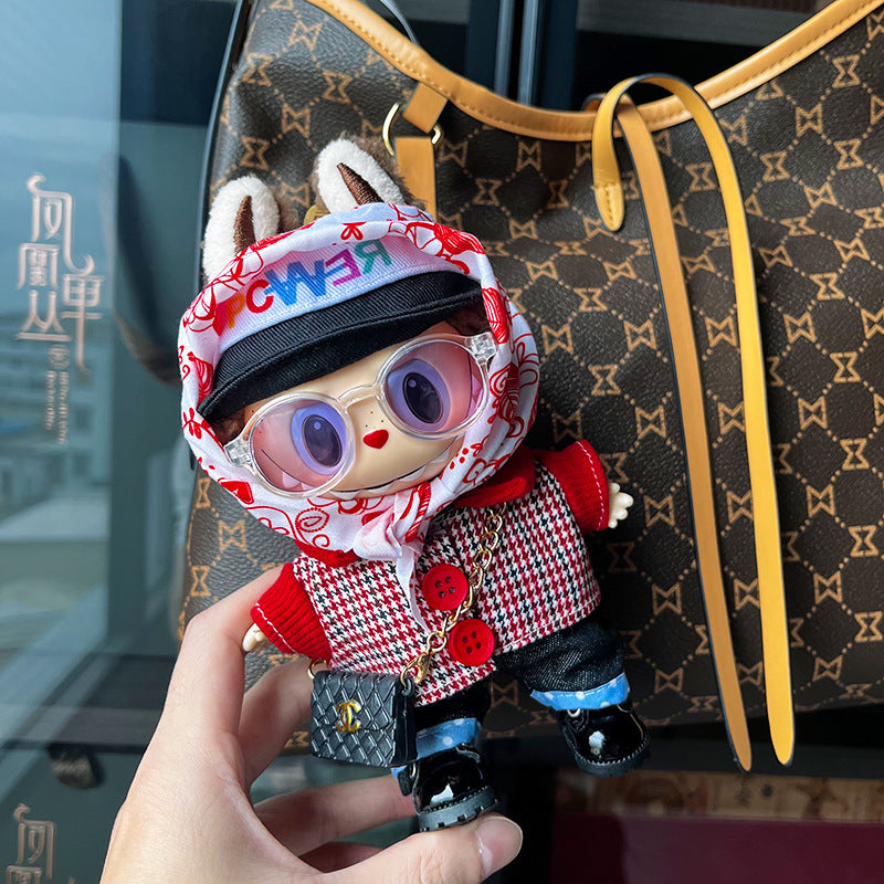 (only-clothes) Clothes Only Suitable for 17cm Labubu Doll Clothes First and Second Generation Labubu Blind Box Pendant Clothes Dress-Up Set