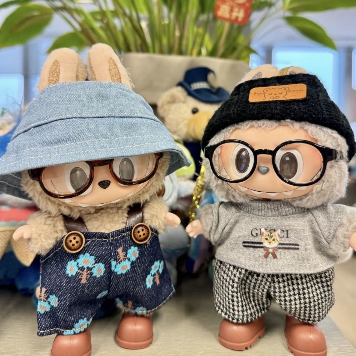 (only-clothes) Bubu Baby Clothes First Second Third Generation Clothes Houndstooth Mr. Cat Hat Top Set Replacement Vinyl Doll