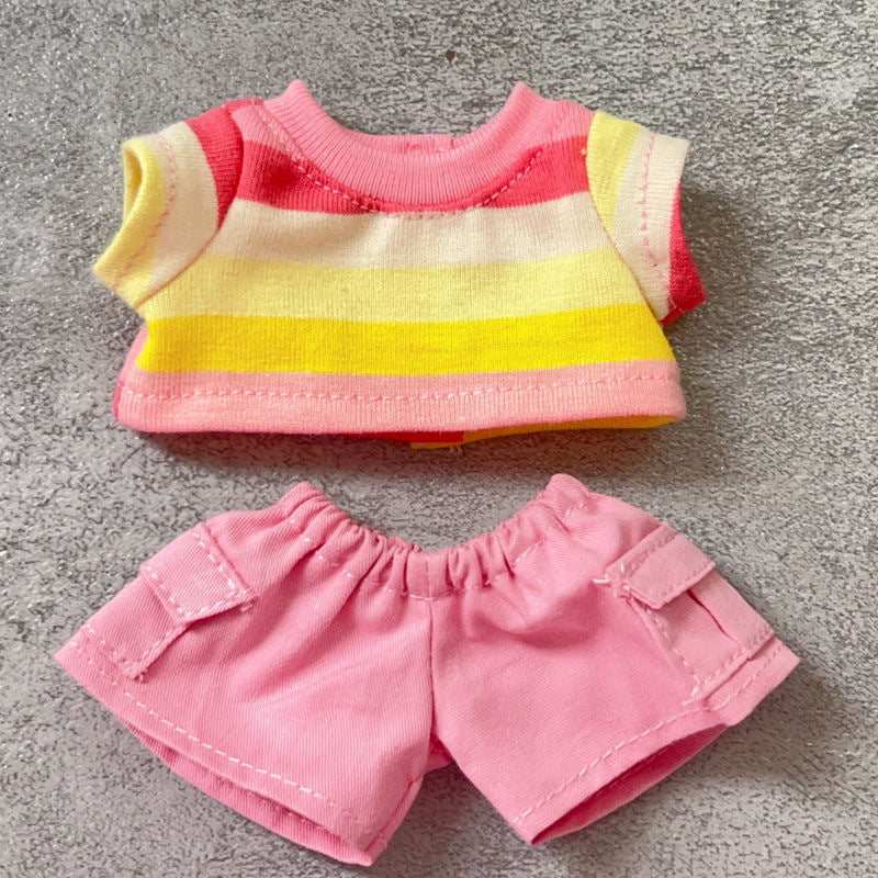 (only-clothes) First, Second, and Third Generation Labubu Summer T-Shirt Dress-Up Fisherman Hat Clothes Hot-Selling Standing Dress-Up Pendant Accessories